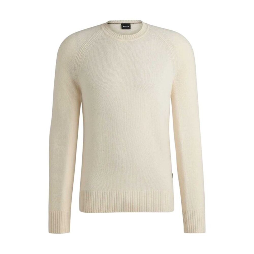 Boss Mens Emalvo Knitted  Sweater / White